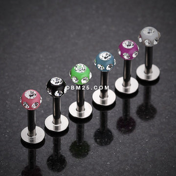 Aurora Gem UV Acrylic Ball Top Labret-Light Green/Clear